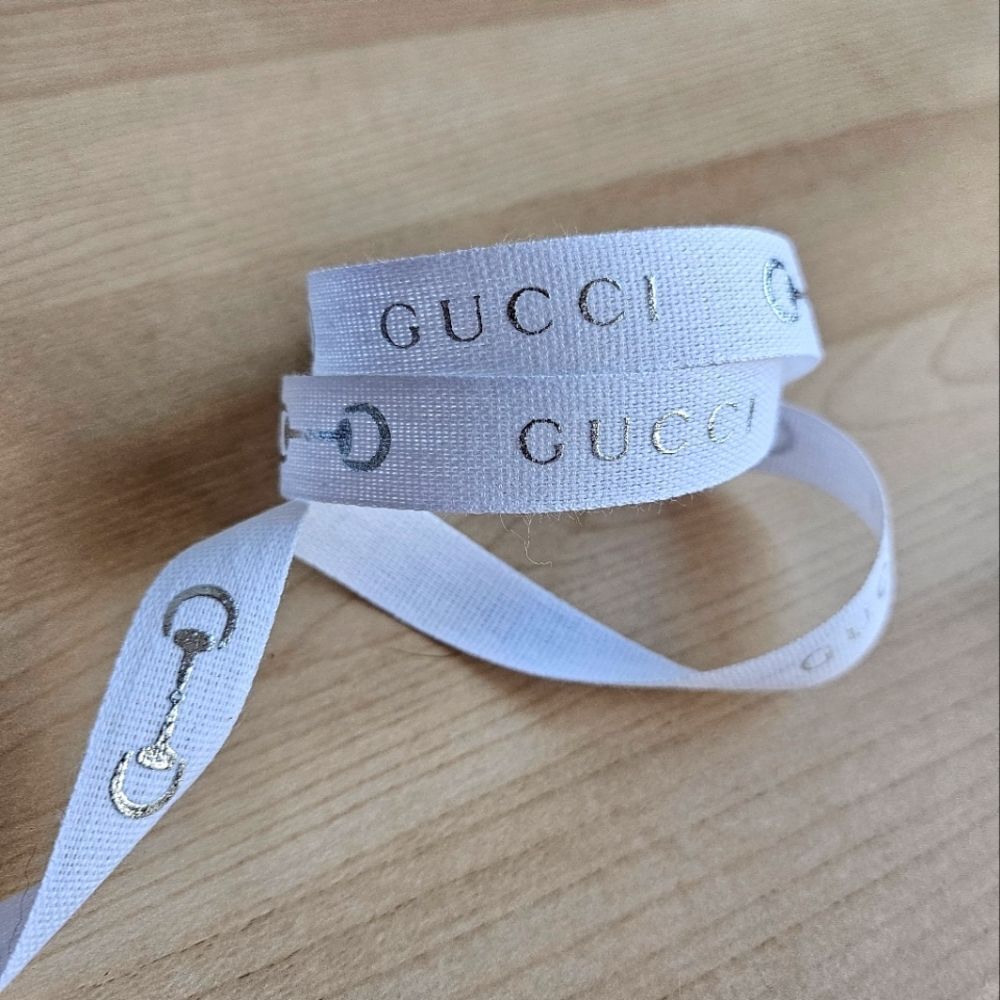 Gucci Silver Horsebit White Ribbon